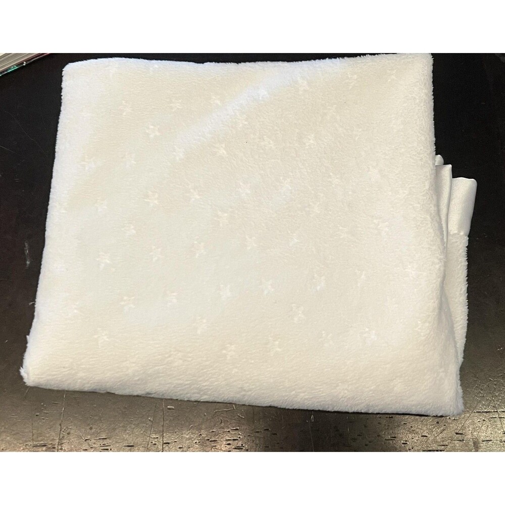 Carter's Baby Plush Blanket White Satin Back Moon Stars 30x36 Boys Polyester